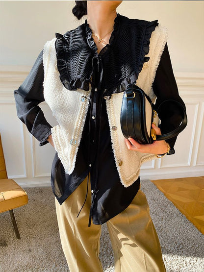 Women's Tencel Ruffle Trim Long Sleeve Blouse | Elegant French Style product image 2