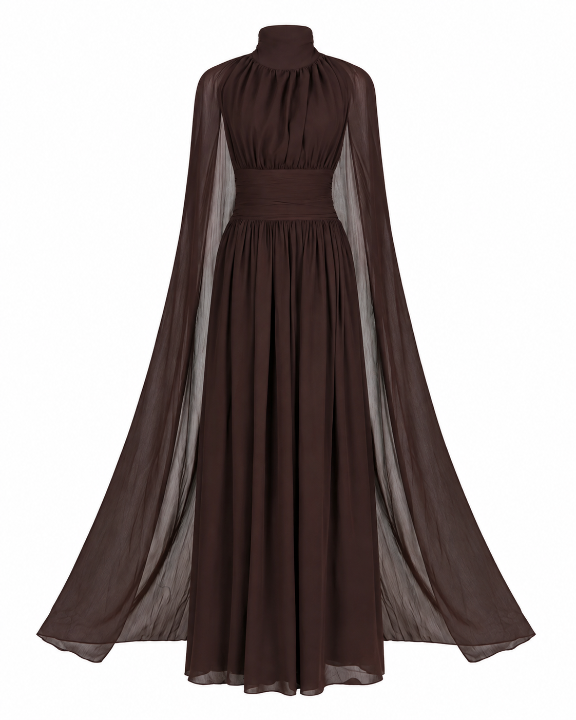 Sabine Cape-Sleeve Maxi Dress Espresso, view 1