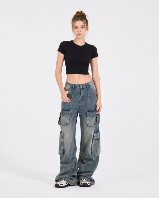Wide Leg Cargo Jeans