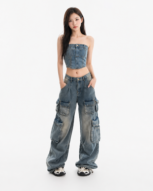 Wide Leg Cargo Jeans