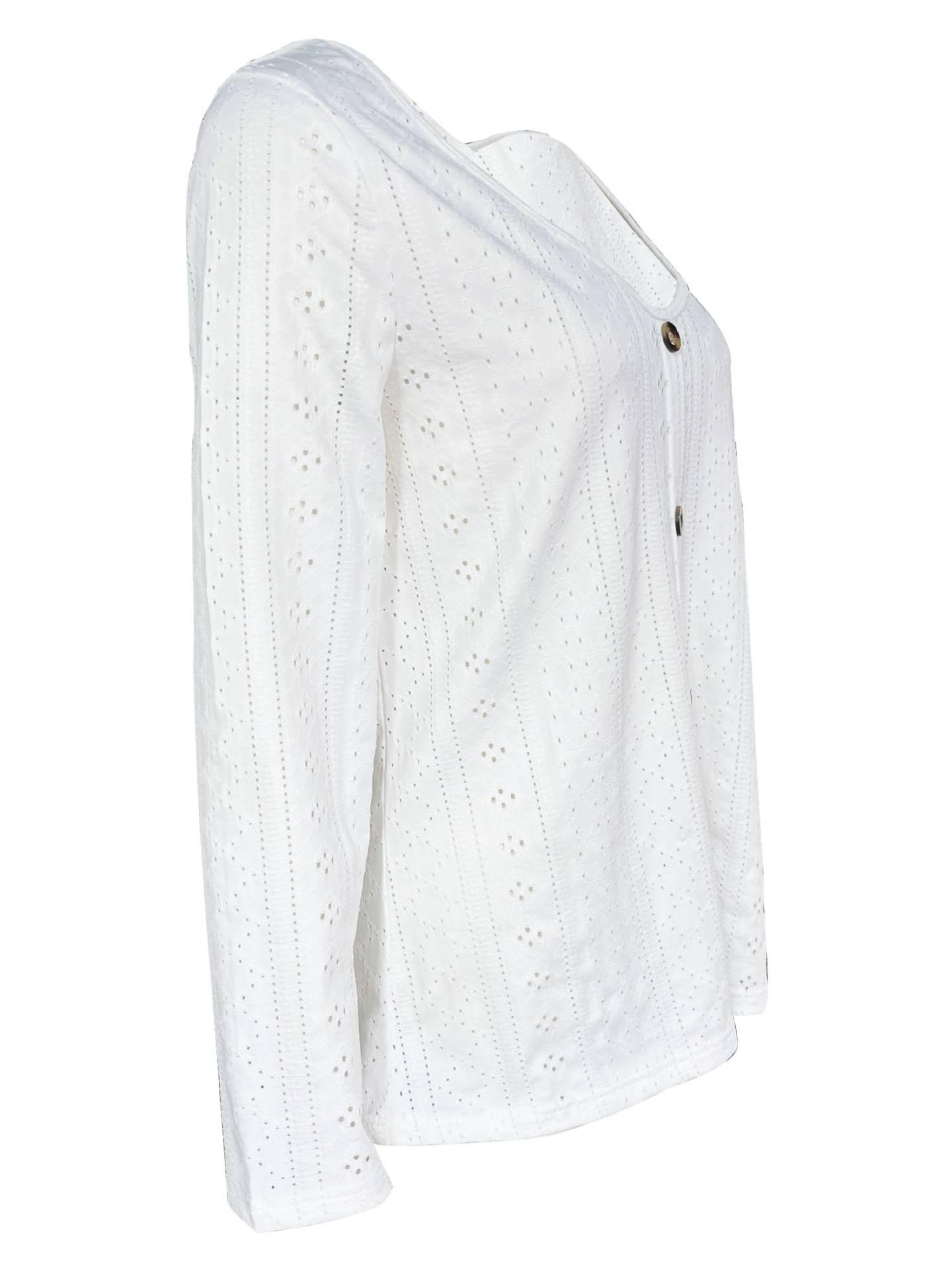 Relaxed women's casual blouse in a lightweight fabric, shown from the back to highlight the everyday top's simple silhouette.