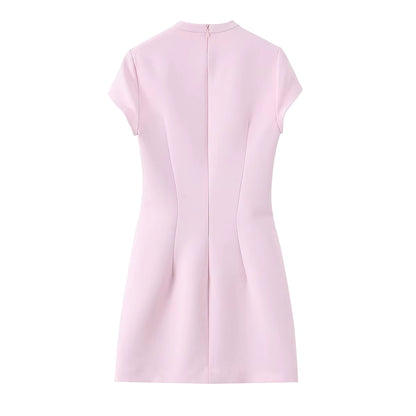 Bow Cutout Tie-Neck Mini Dress
