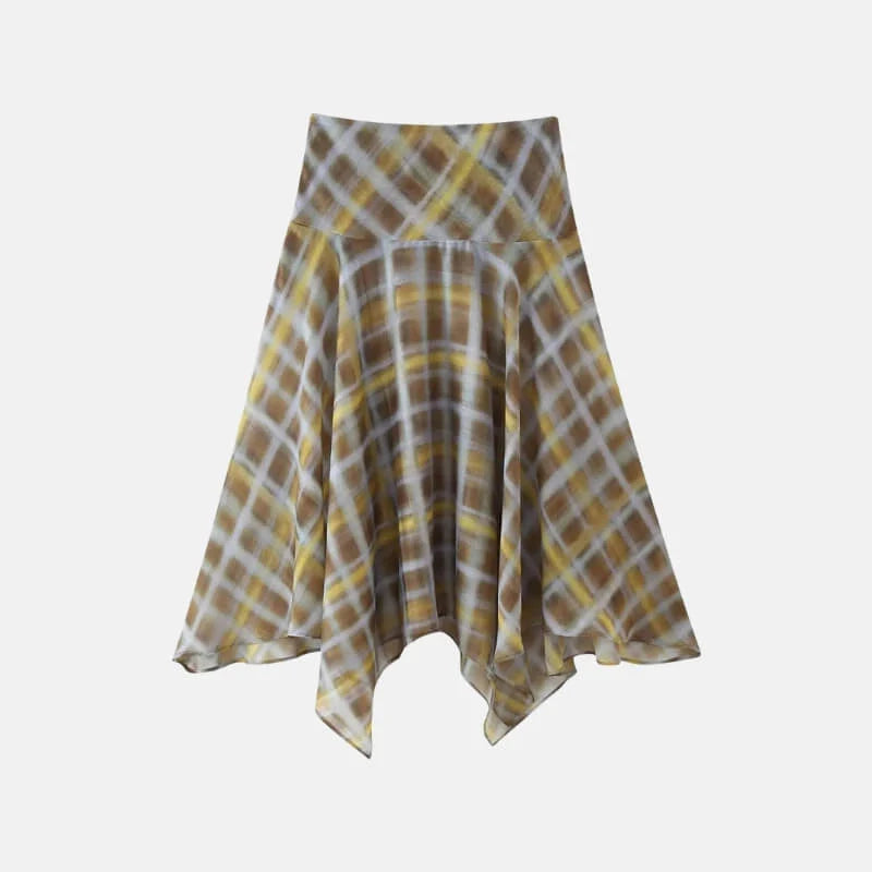 Y2K Asymmetrical Plaid Skirt