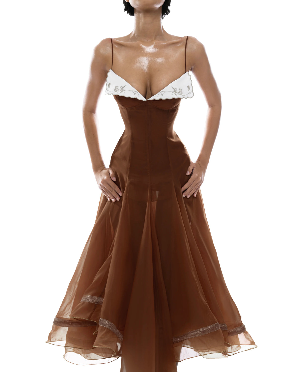 Soleil Lace Maxi Dress Brown, view 11
