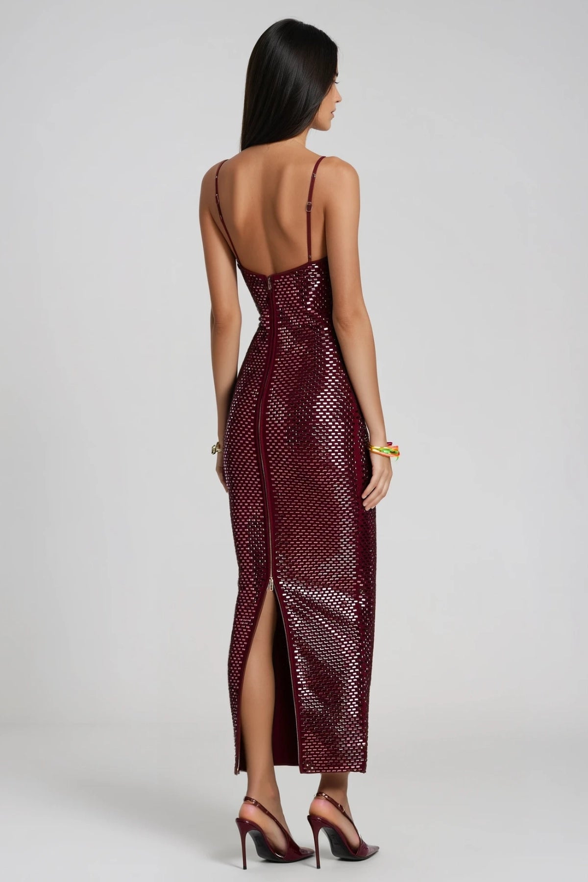 Fionn Crystal-Embellished Spaghetti Strap Maxi Dress
