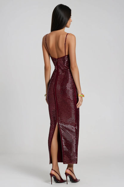 Fionn Crystal-Embellished Spaghetti Strap Maxi Dress