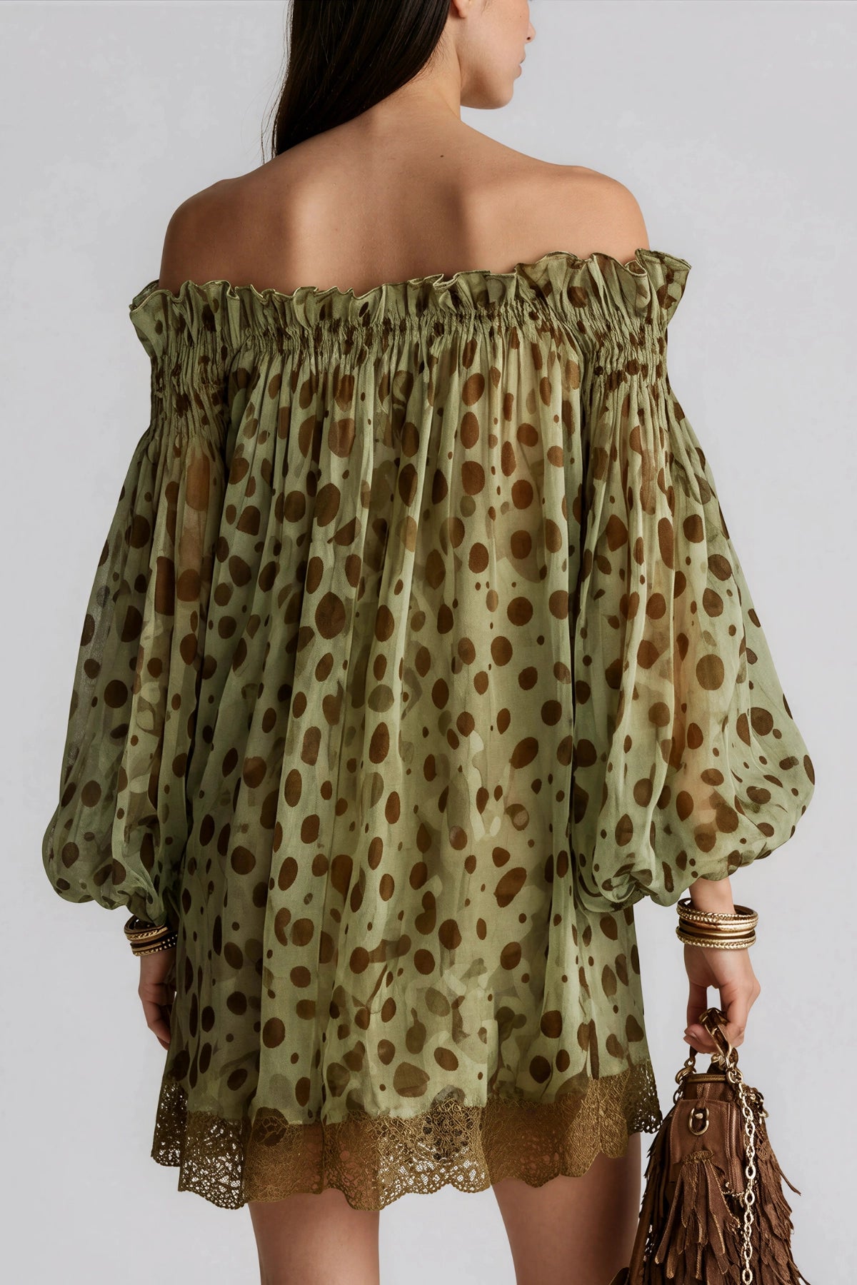 Iovita Off-Shoulder Print Mini Dress