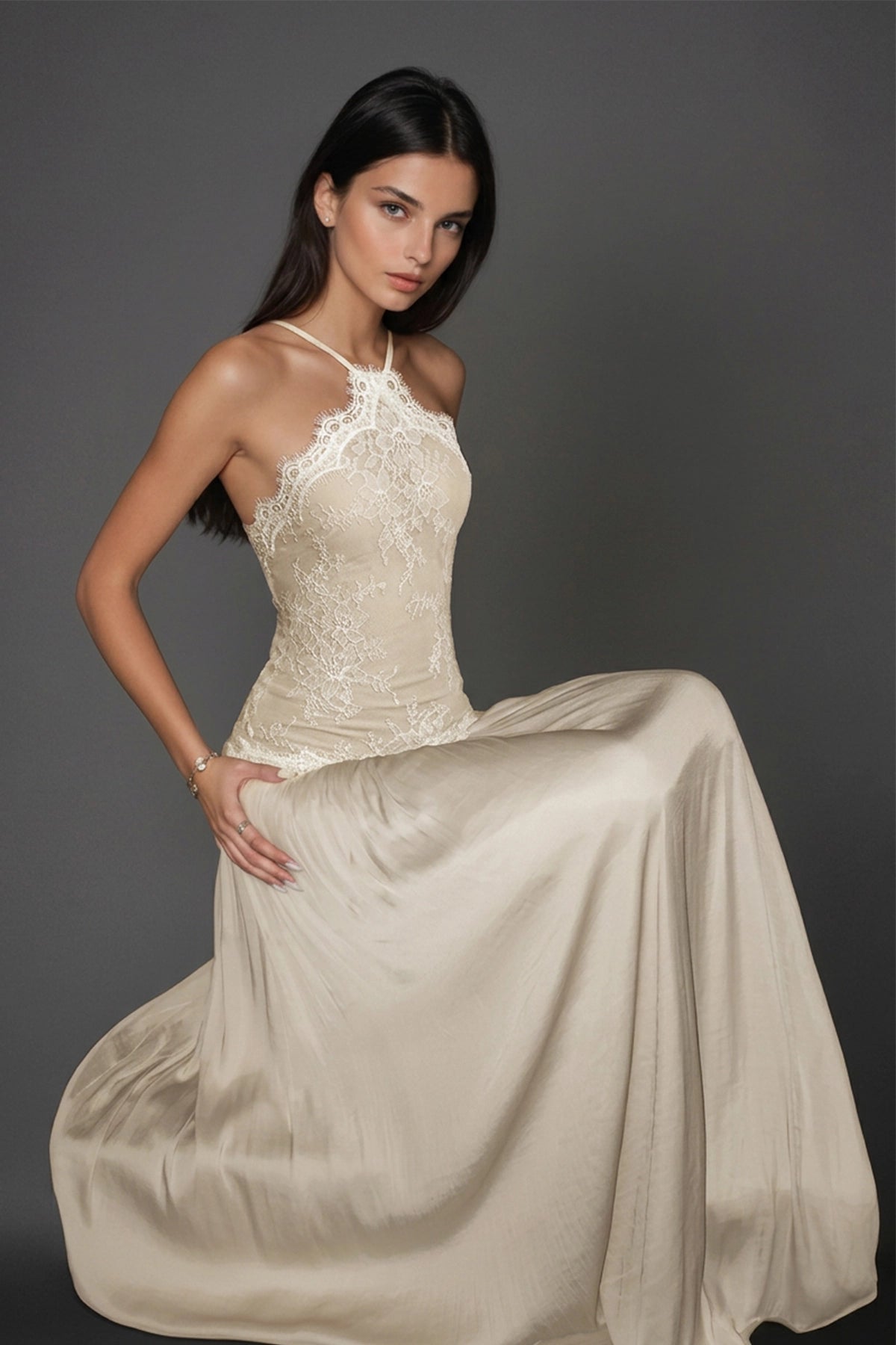 Cadwalader Floral Lace Ruched Maxi Dress