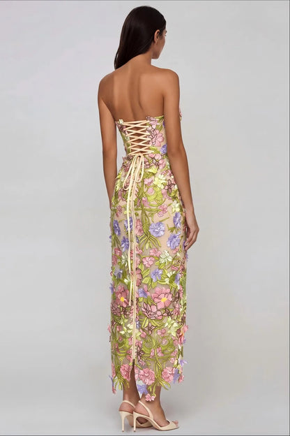 Denica Floral-Embroidered Flowing Maxi Dress