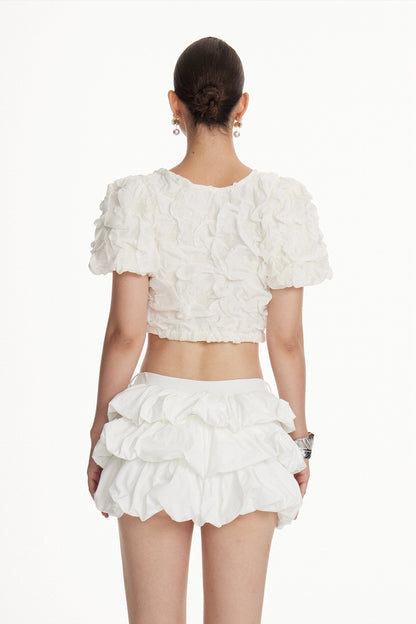 Ioannis Bow-Front Ruched Crop Top