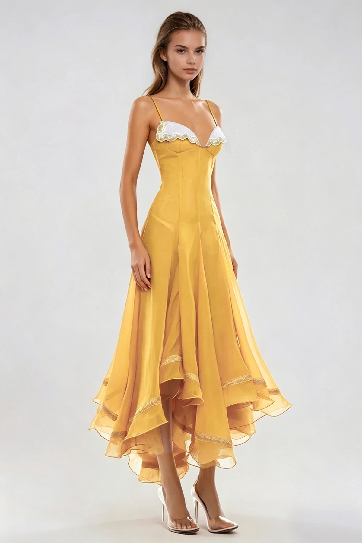 Soleil Lace Maxi Dress Yellow, view 4