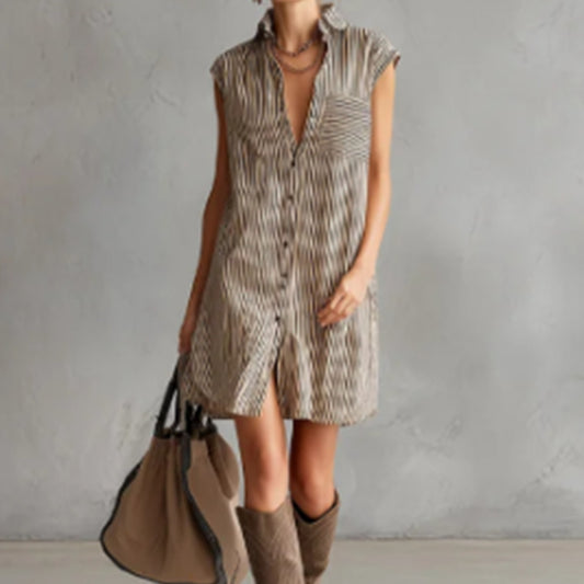 Women's lightweight polyester casual dress in a relaxed everyday style, shown from the front