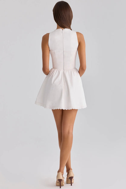 Corset Lace-Up Scalloped Mini Dress