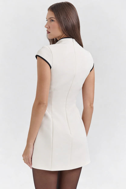 Teardrop Keyhole Contrast Mini Dress