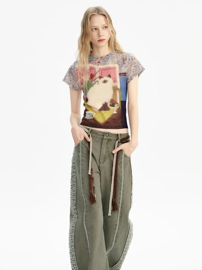 Y2K Cat Graphic Tee