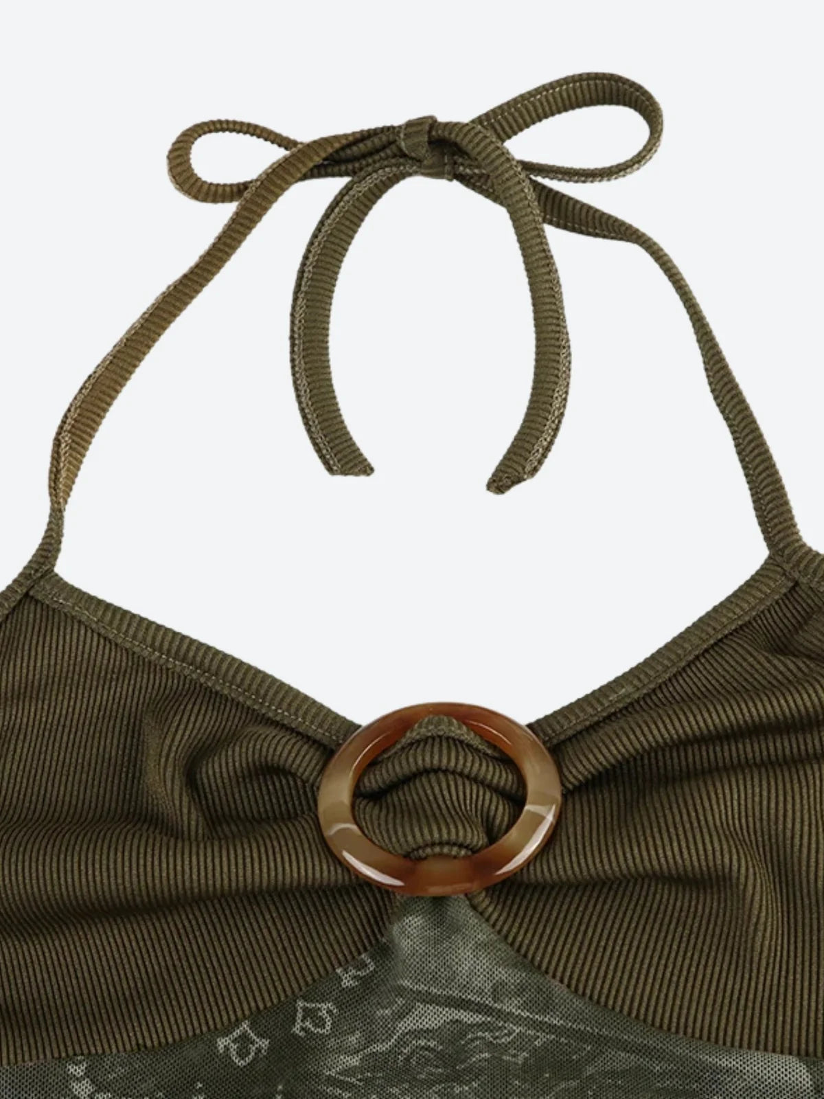 Fairy Grunge Floral Halter Top Green