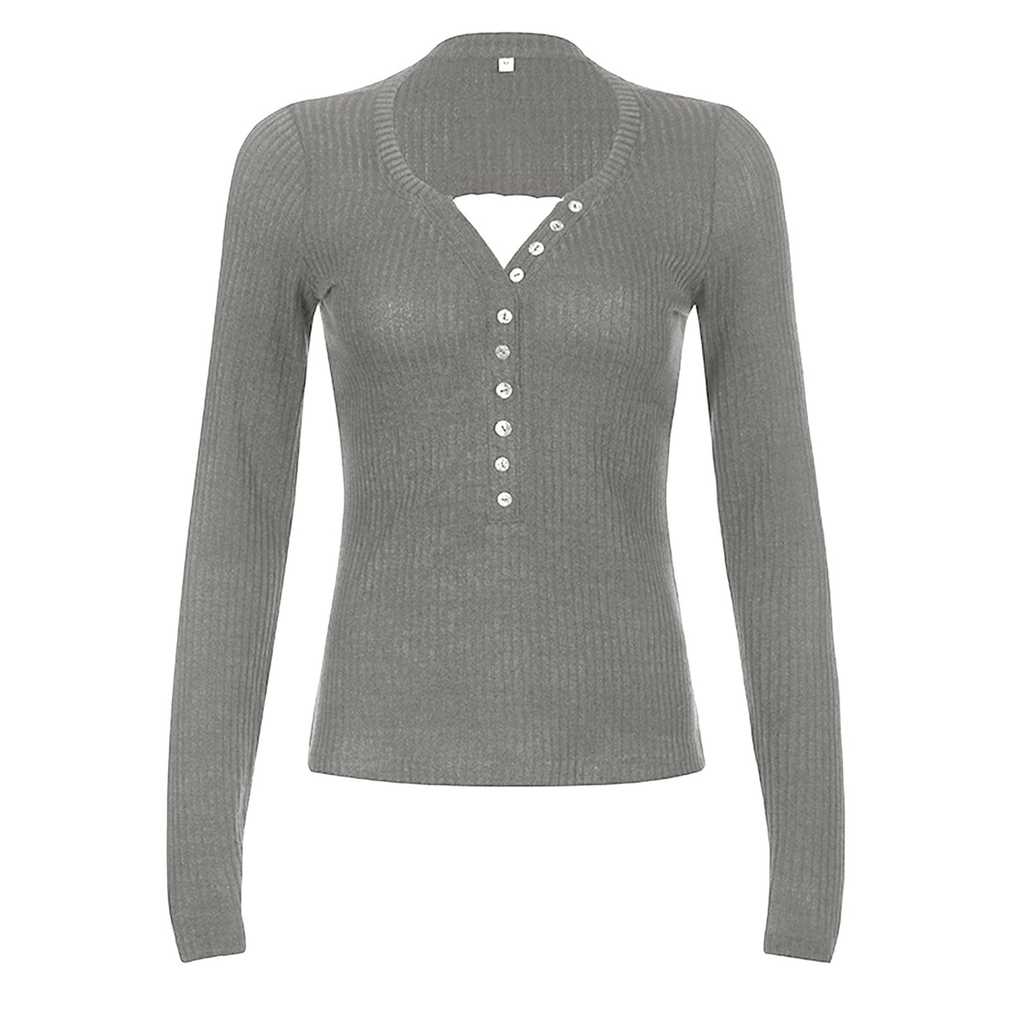 Women's color block knit pullover top with contrasting panels, shown from the back in a relaxed everyday style