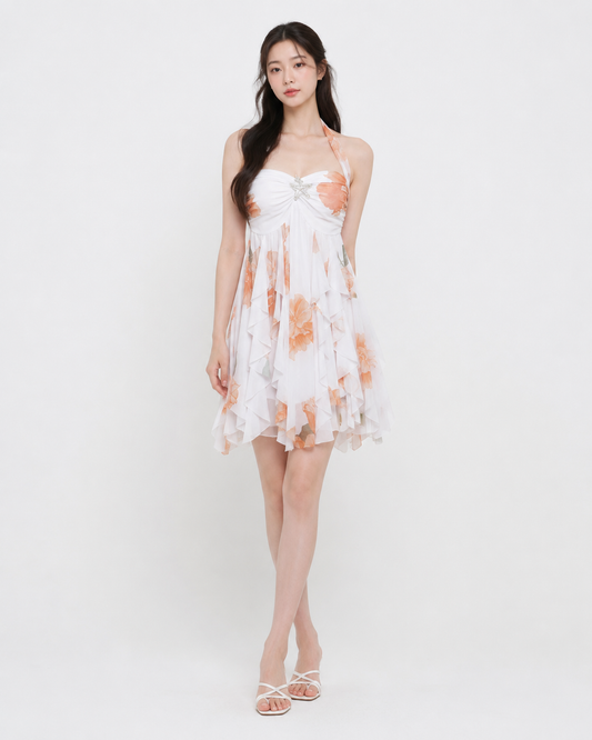 Mesh Halter Mini Dress
