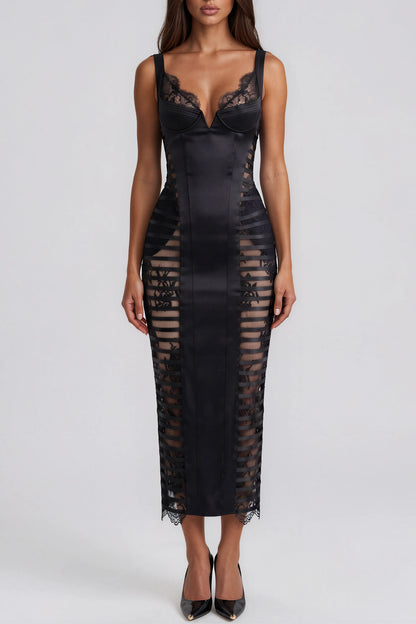 Spaghetti Lace Buckle Maxi Dress