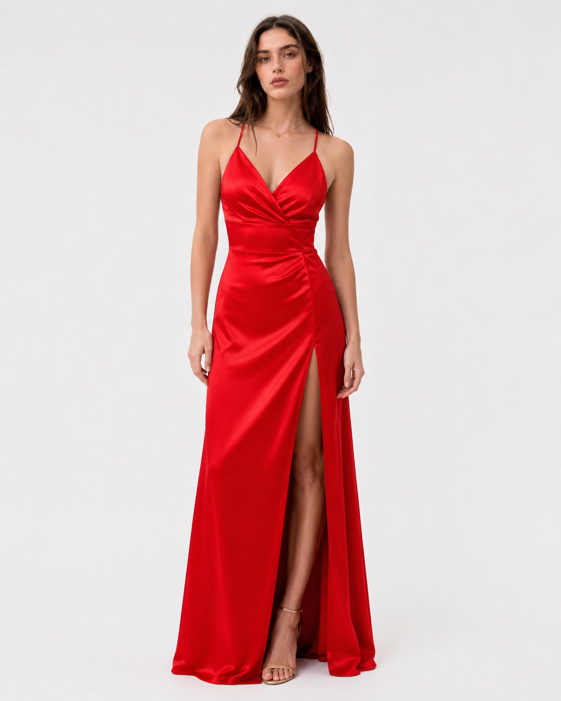 Scarlet Satin Maxi Dress