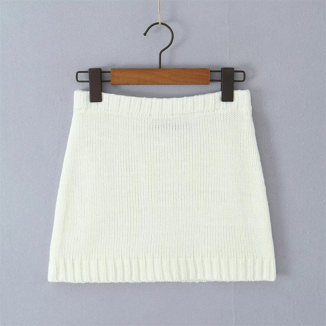 Women's high-waisted sheath skirt and knit top set shown in a coordinated two-piece outfit for a polished everyday look