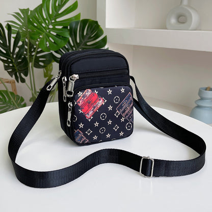 Women's waterproof casual shoulder bag shown from a side angle, highlighting the zipper closure and structured silhouette for