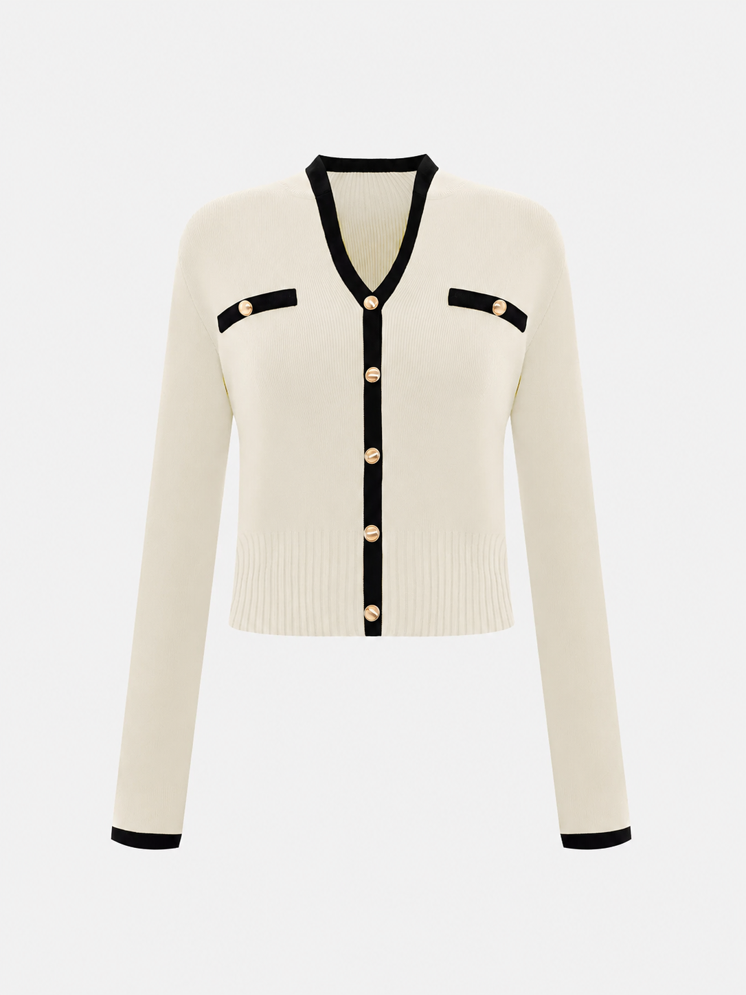 Contrast-Trim Knitted Cardigan & Shorts Set