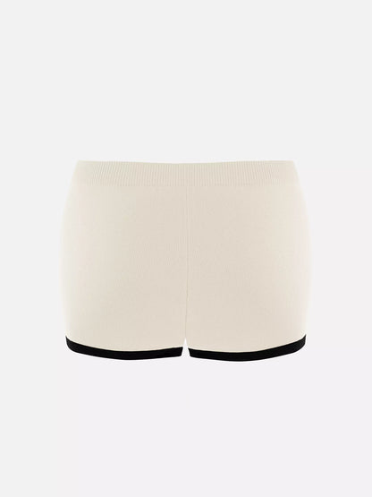 Contrast-Trim Knitted Cardigan & Shorts Set
