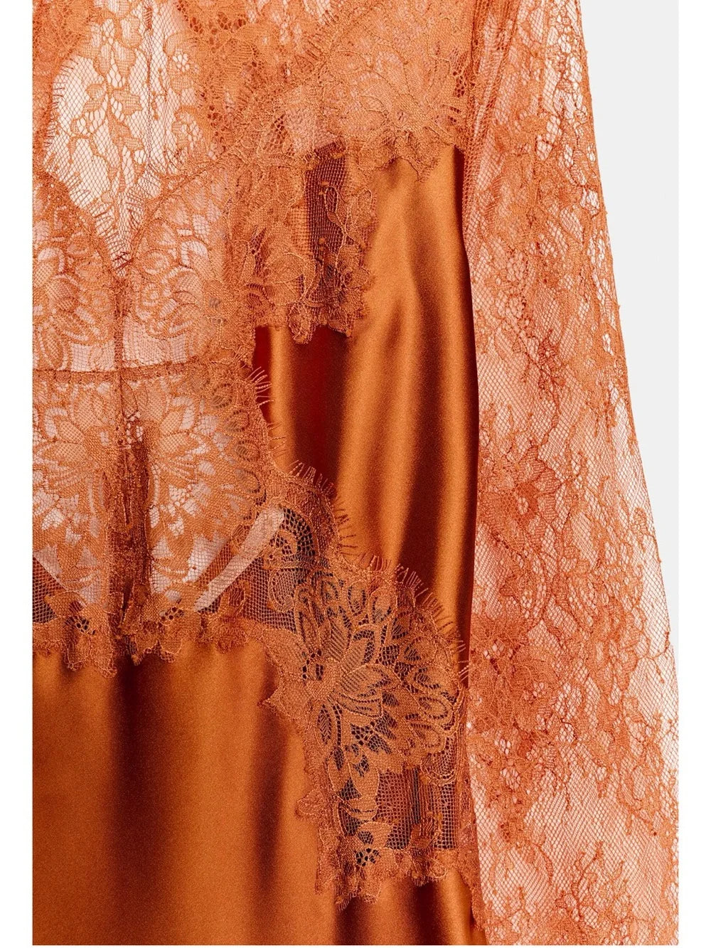 Lace & Satin Maxi Dress Orange