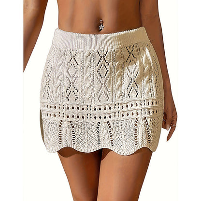 Women's sun-protective swimsuit cover-up skirt displayed from a side angle, showing its lightweight, breezy silhouette for be