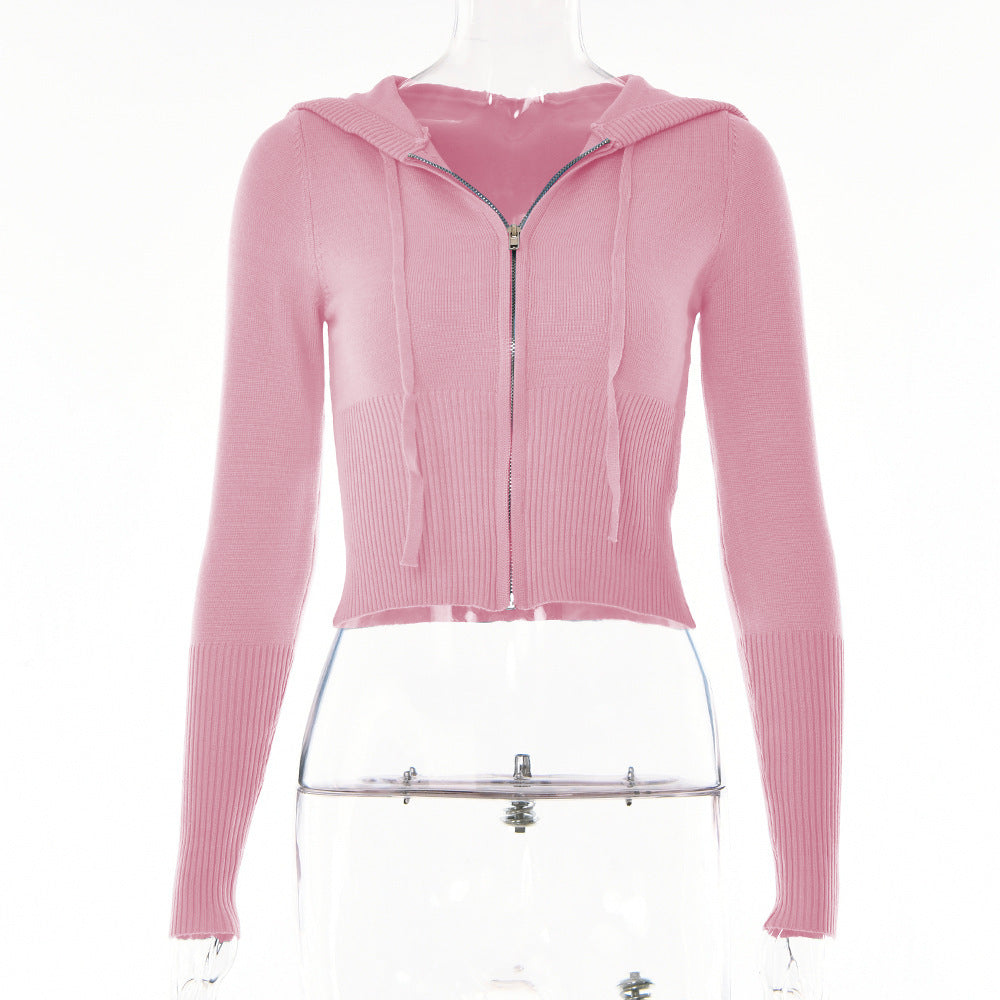Women's zip hoodie and high waist pants tracksuit set in a matching two-piece loungewear style