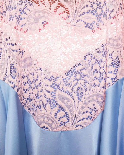 Lilo Satin Lace Slip Mini Dress Blue