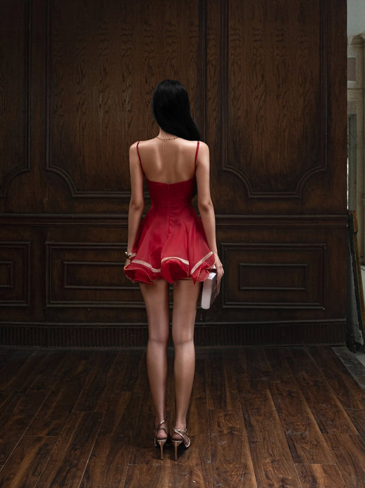 Soleil Lace Mini Dress Red