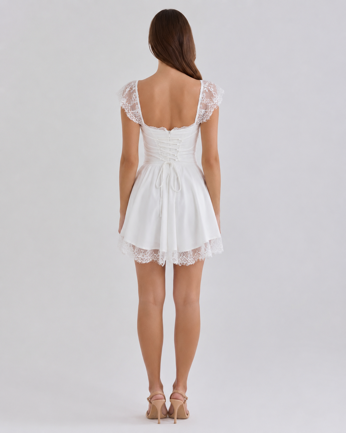 White Satin Ruched Mini Dress