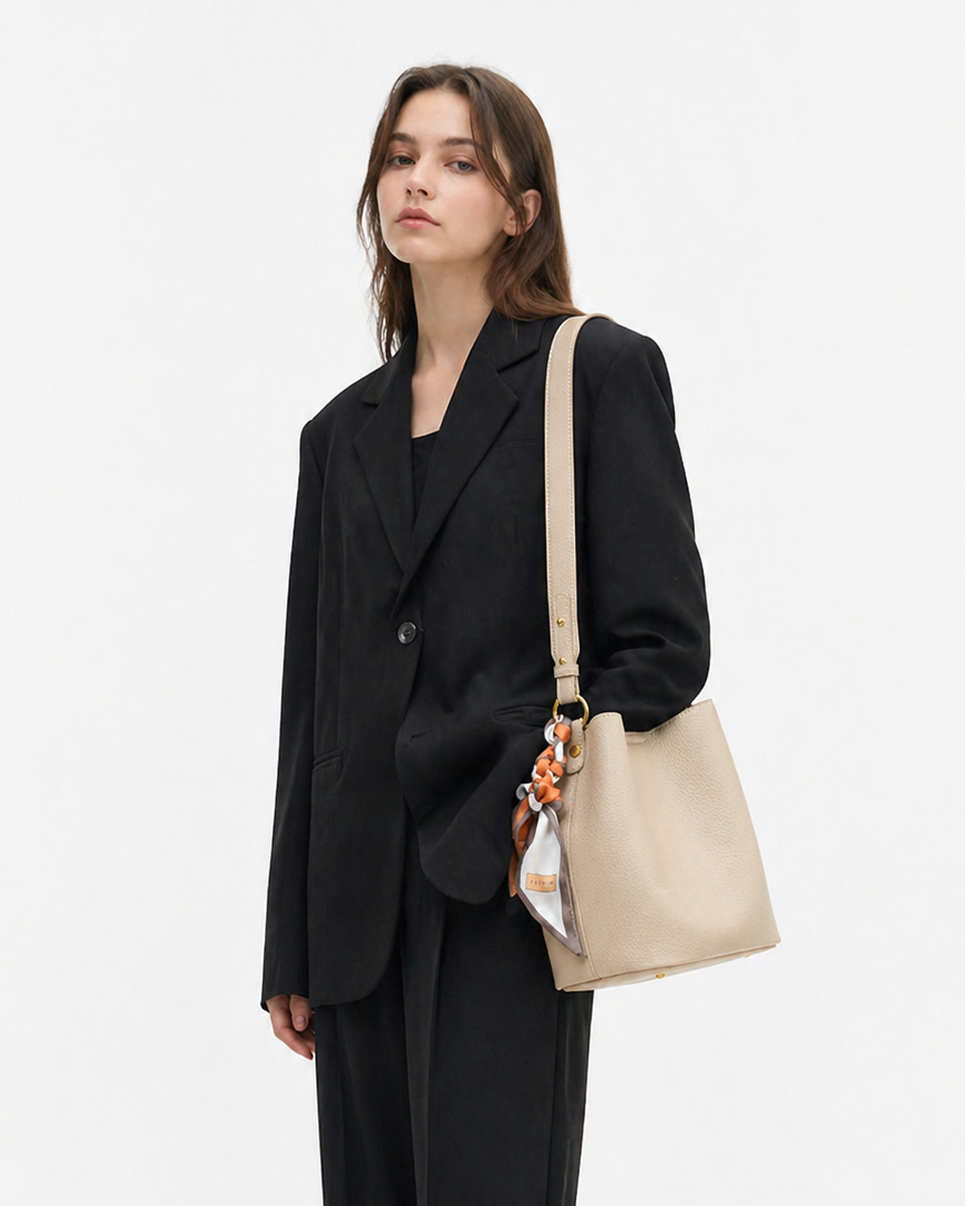 Leather Bucket Crossbody