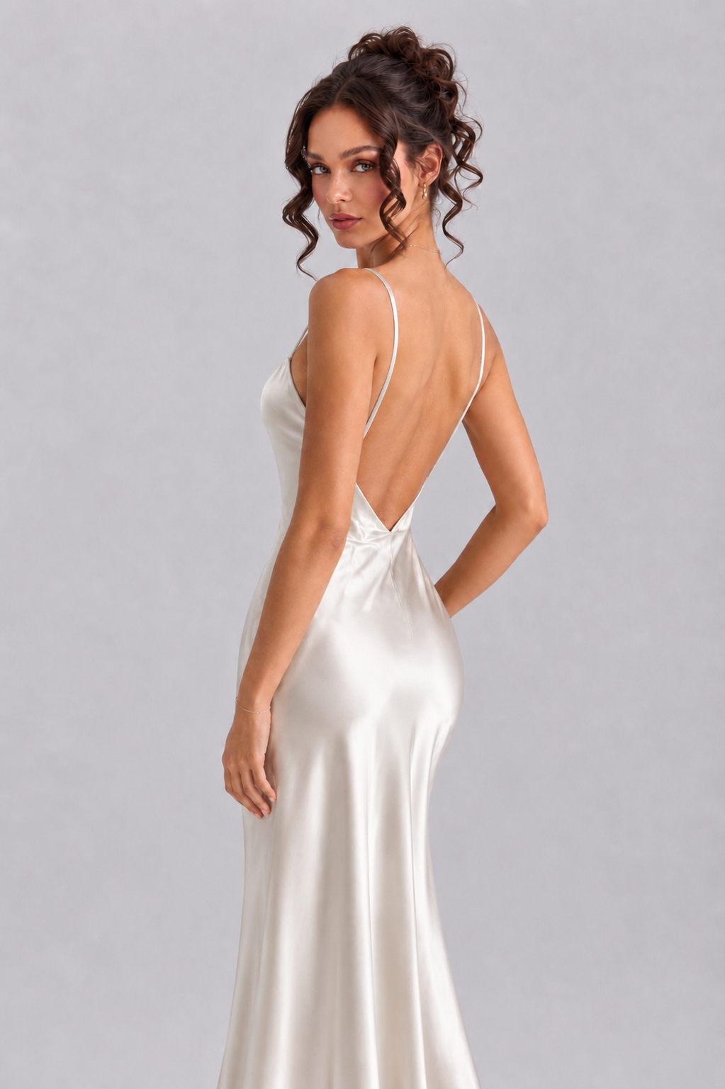 Backless Satin Slit Maxi Dress