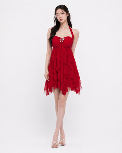 Mesh Halter Mini Dress