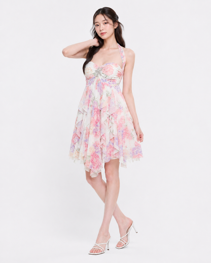Mesh Halter Mini Dress