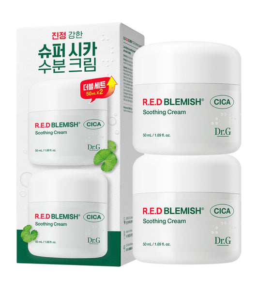 Dr.G R.E.D Blemish Cica Soothing Cream Duo Set 50ml x2 | Calming & Hydrating Korean Skincare for Sensitive Skin