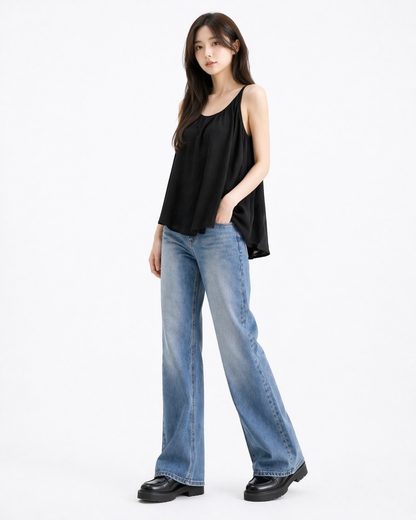 Pleated Midi Suspender Dress