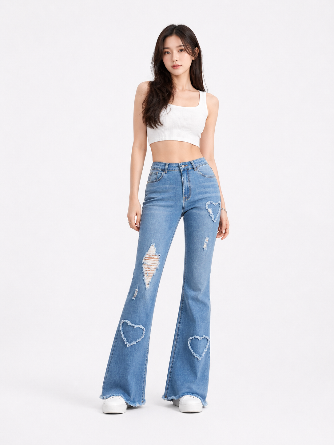 Embroidered Flared Denim Jeans