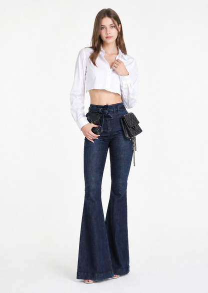 Lace-Up Wide Leg Jeans