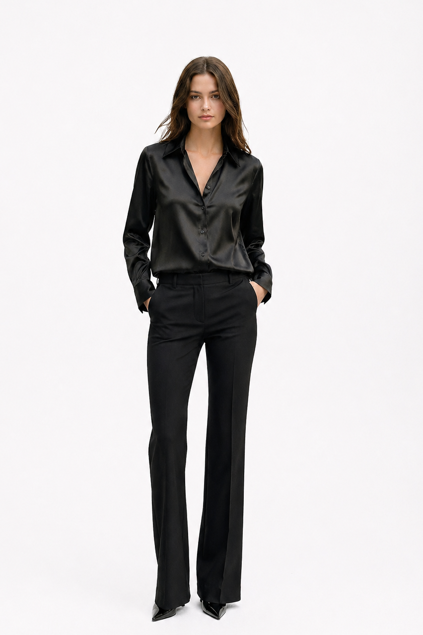 Satin Lapel Blouse