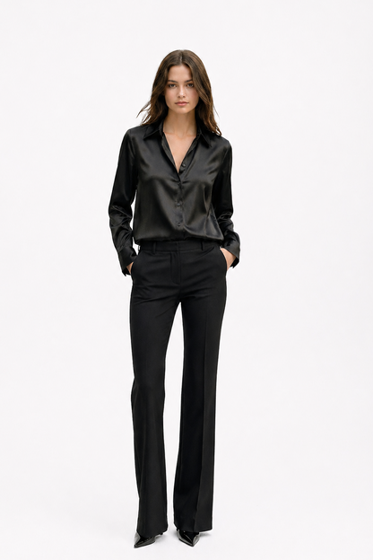 Satin Lapel Blouse