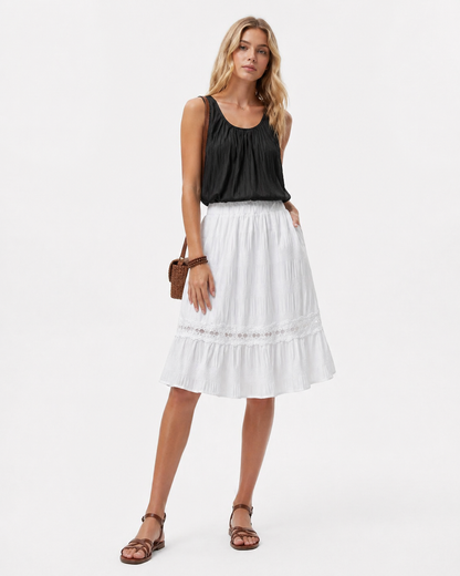 Ruffle Pleated Midi Skirt