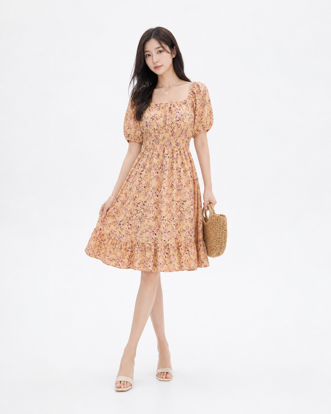 Floral Ruffle Midi Dress