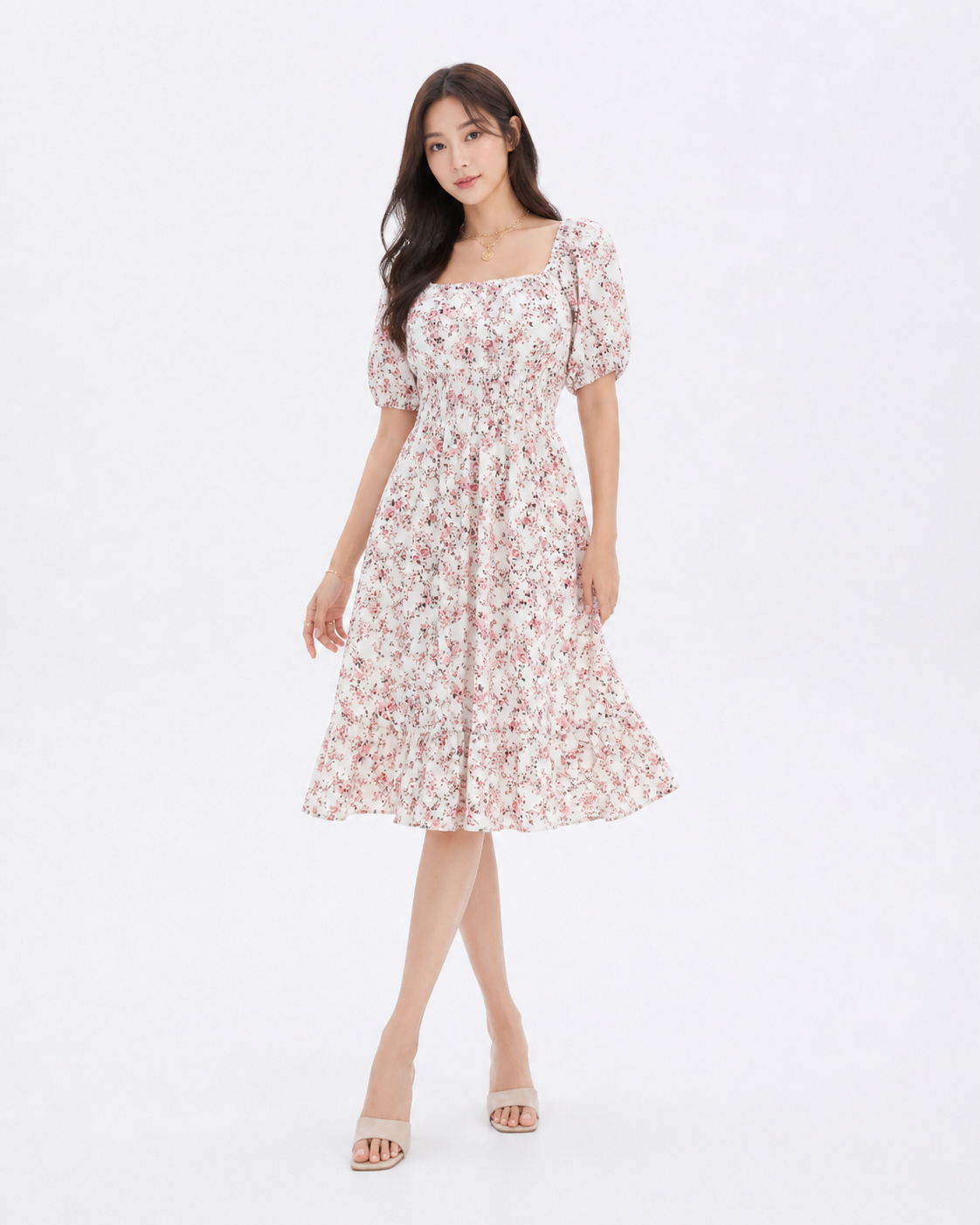 Floral Ruffle Midi Dress