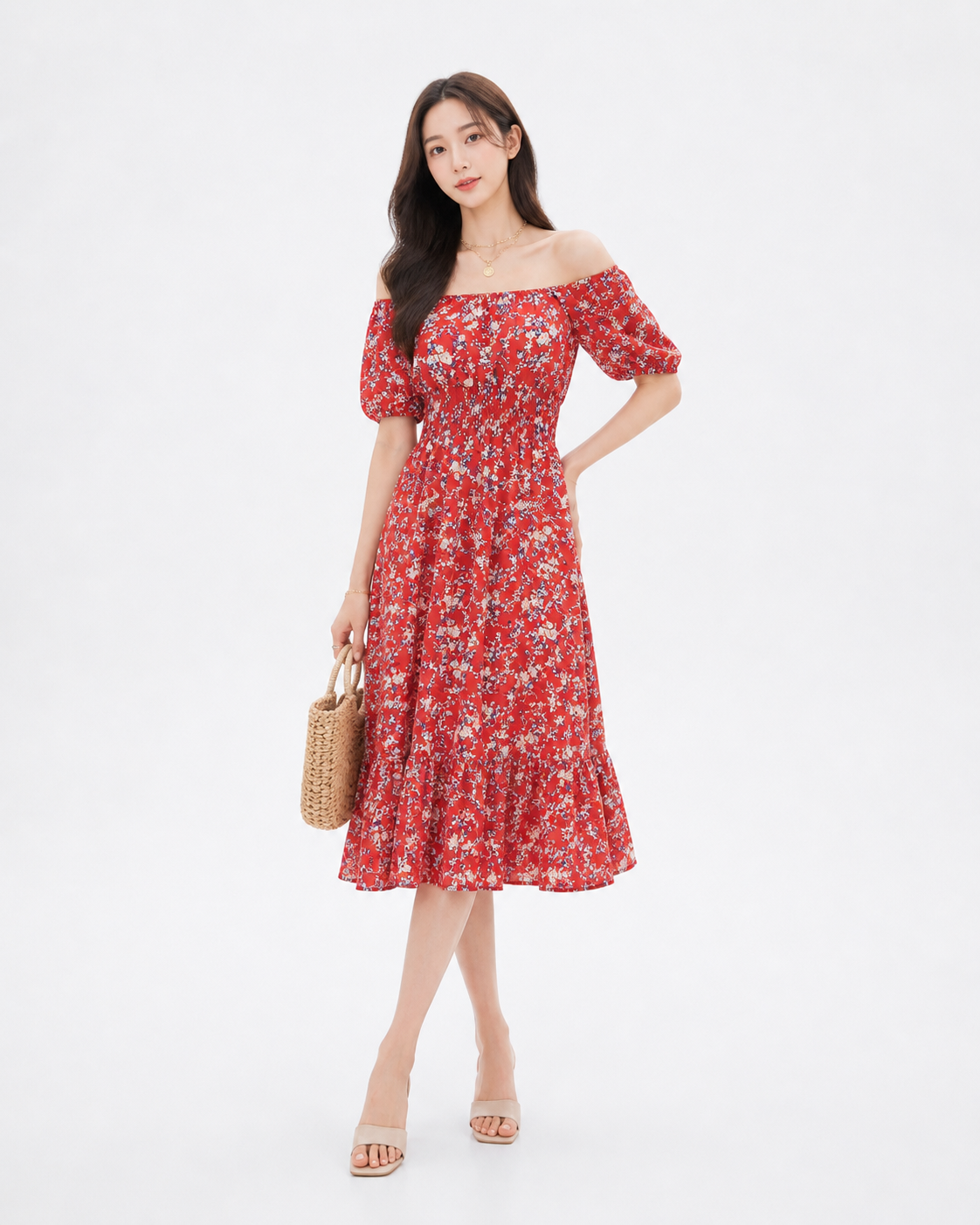 Floral Ruffle Midi Dress