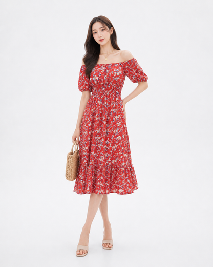 Floral Ruffle Midi Dress