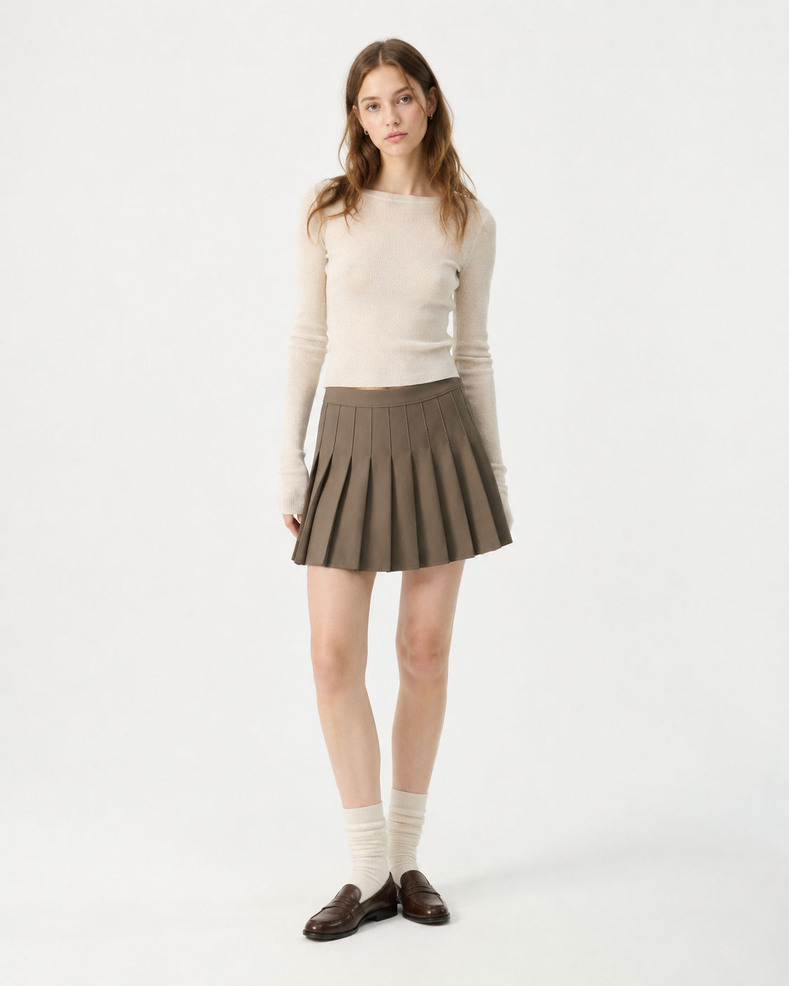 Pleated A-Line Skirt